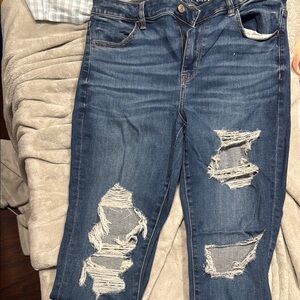 American Eagle Outfitters Ripped Blue Boyfriend Jeans
